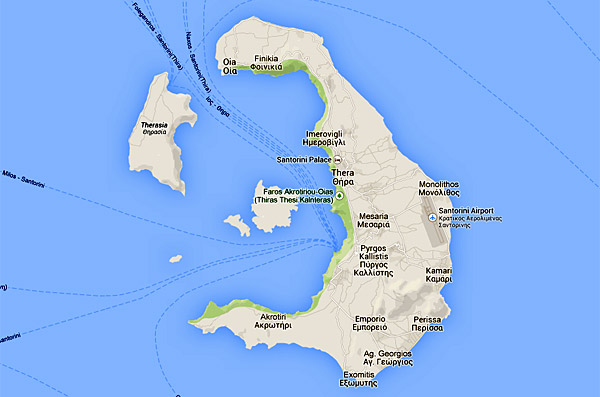 Σαντορίνη Χάρτης πηγή google