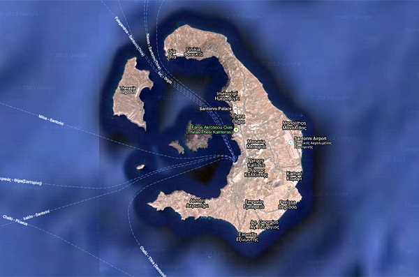 Σαντορίνη Χάρτης πηγή google